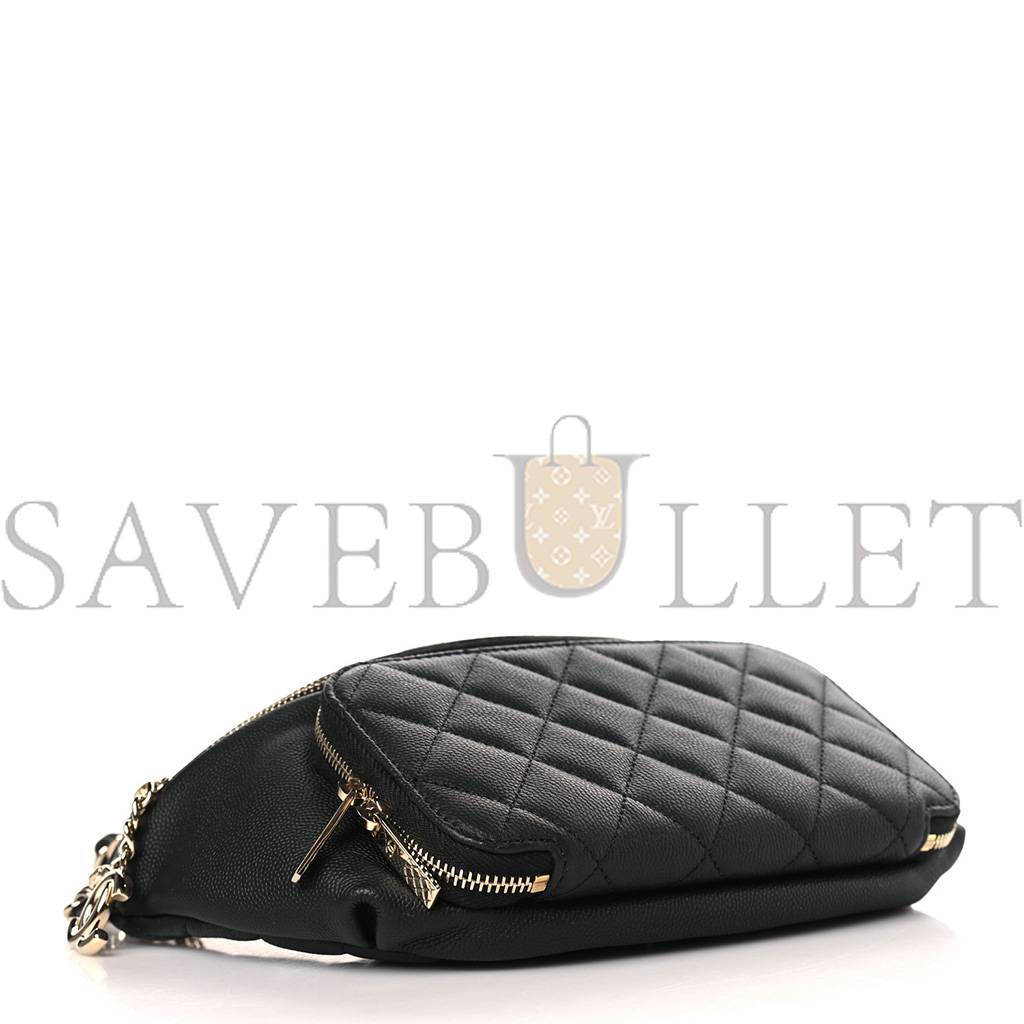 CHANEL CAVIAR QUILTED BUSINESS AFFINITY WAIST BELT BAG BLACK (19*15*8cm)